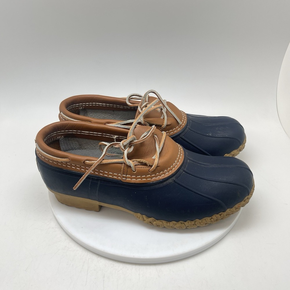 LL Bean Low Bean Boots Womens 10 W Blue Leather Duck Lace Up Waterproof  USA